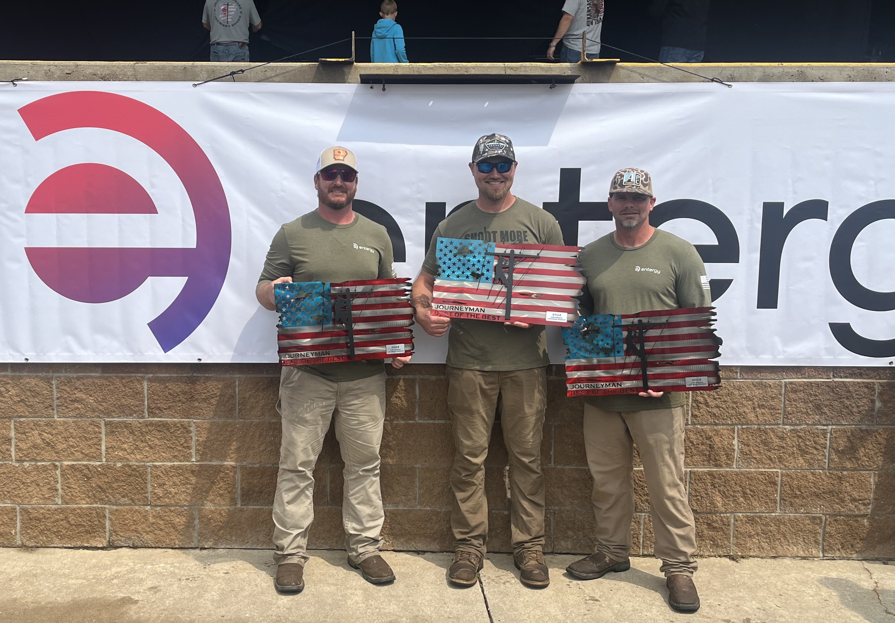 From left to right are Arkansas lineworkers Kevin Buford, Zack Christmas and Justin Matheny, who will represent Entergy at the International Lineman's Rodeo.